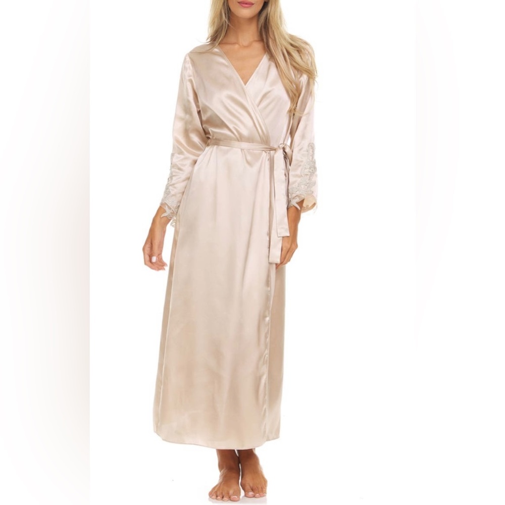 Flora by Flora Nikrooz Stella Satin Venise Trim Robe